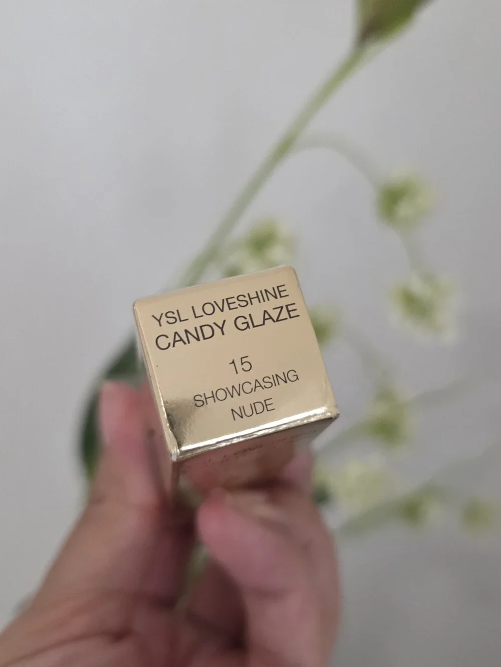 YSL Loveshine Candy Glaze Lip Gloss Stick #15 Showcasing Nude